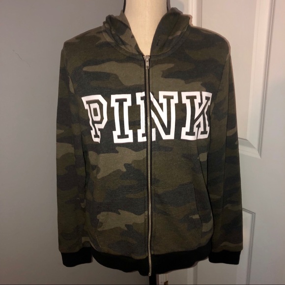 PINK Victoria's Secret Tops - PINK Victoria’s Secret Logo Camouflage Hoodie